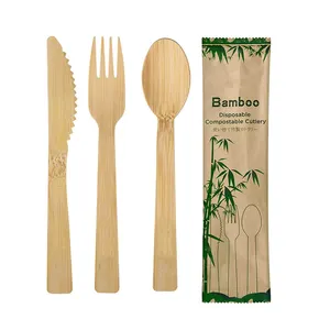 Utensili in bambù naturale posate compostabili biodegradabili posate riutilizzabili in bambù usa e getta riunioni campeggio Picnic party
