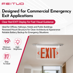 FEITUO - Señal de Salida LED de Aluminio Integrado de un Solo Lado, 6 Pulgadas, Rojo, OEM ODM, Fábrica en Vietnam, Luz de Emergencia para Edificios - Product Image 2