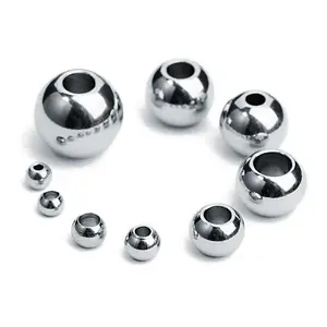 Smooth Faces 2/3/4/6/7mm Metal Round Loose Jewelry Making Findings ball stainless steel large hole spacer beads for jewelry