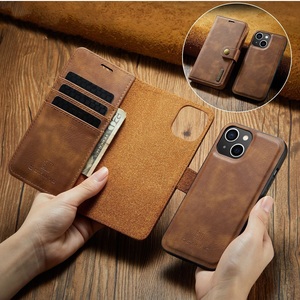Brown Leather Phone Case <b>Wallet</b> Flip Cover Card <b>Holder</b> Magnetic Closure Shockproof Stylish Protection Case - Product Image 2