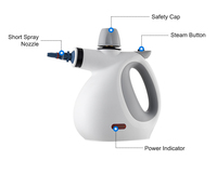 Nettoyeur vapeur multi-surfaces portatif 1050W, best-seller, avec 9 accessoires pour le nettoyage domestique des sols, des tissus d'ameublement, des joints et des voitures