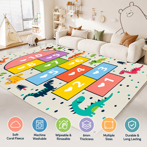 Tapis <span class=keywords><strong>de</strong></span> jeu interactif en polaire corail, motif dessin animé Hopscotch, lavable, rectangulaire, pour chambre, salon, bureau - Product Image 3