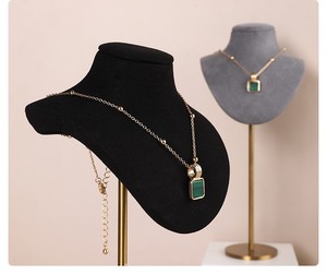 JINSKY-Support en métal velours de luxe haut de gamme, collier avec cadre d'affichage, accessoires de présentation de bijoux sur buste - Product Image 6