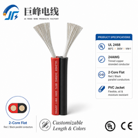 Fil plat parallèle UL2468 26AWG 24AWG 22AWG 20AWG 18AWG 80 ℃   Câble en PVC noir homologué UL 300V