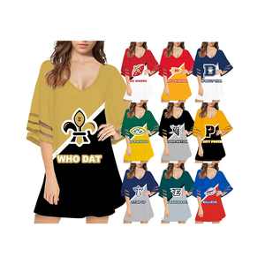 Nouveau personnalisé imprimé col en V décontracté court polyester robe en mousseline de soie élégant cloche demi manches robe pour les femmes grande taille Blouse - Product Image 1