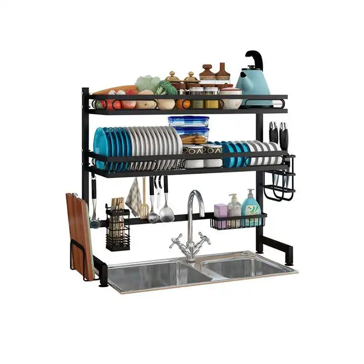 2 Tier Dish Rack, Large Capacity Dish Drainer Organizer Shelf with