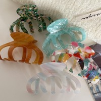 Pince à cheveux en acétate de poulpe français en gros, barrette motif marbre confettis écaille de tortue, pinces de luxe pour femmes