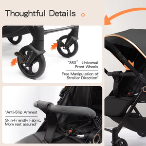 Passeggino Portatile Pieghevole di Lusso 3-in-1 Md Q1 con Telaio in Acciaio, Multifunzione, Capacità di Carico 20KG, Ampio Spazio di Stoccaggio - Product Image 3