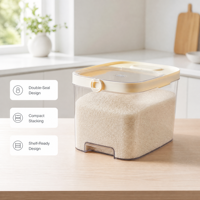 Seau de stockage de riz Clip-lock 5L en plastique alimentaire, anti-insectes, anti-humidité, conteneur hermétique