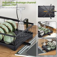 Étagère de rangement pour égouttoir à vaisselle de grande capacité à 2 niveaux avec porte-ustensile Évier Séchoir à vaisselle avec égouttoir à vin