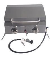 Populaire HF argent acier inoxydable petite table barbecue intégré gril à gaz électronique impulsion allumage pliant jardin cuisine extérieure