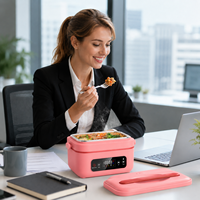 Boîte à lunch chauffante numérique sans fil en acier inoxydable, alimentée par batterie USB, avec fonction de minuterie pour pêcheurs