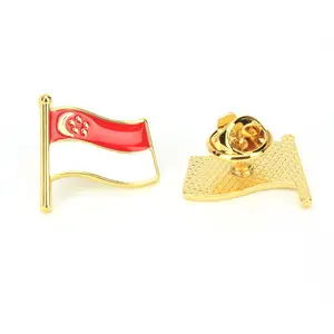 2022 Hot Selling Factory Price Singapore Flag Enamel Pin Art Badges Brooch Cute Hard Enamel Lapel Pin