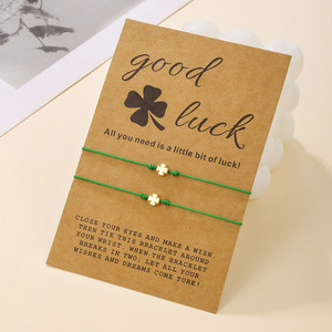 St. Patrick của ngày may mắn Clover Charm mong muốn thẻ Vòng đeo tay lễ hội quà tặng có thể điều chỉnh chuỗi thắt nút trái tim hat Clover Vòng đeo tay - Product Image 5