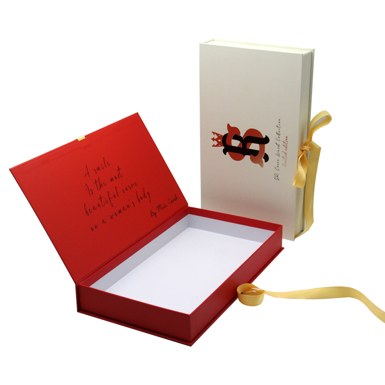 custom logo print flat packing folding magnetic matt luxury gift box cardboard folding packaging boxes with ribbon