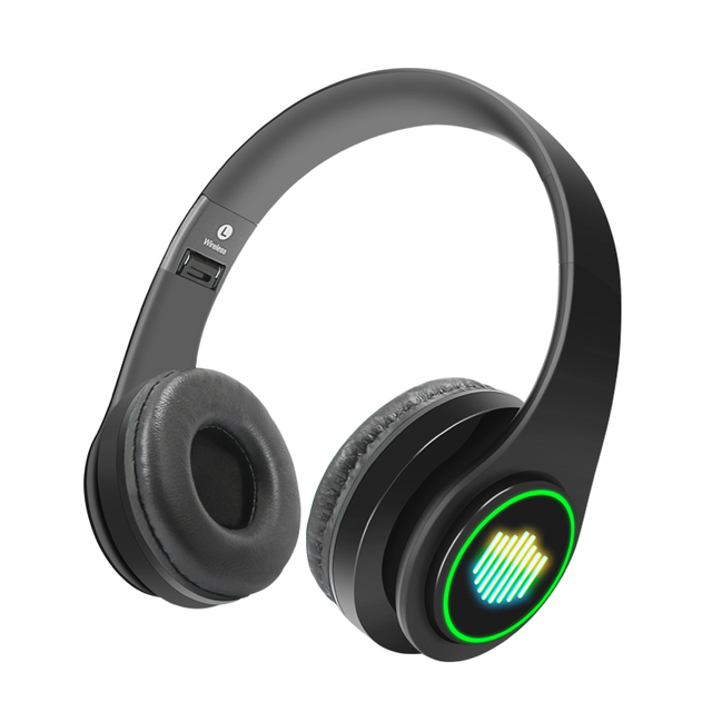 Factory Wholesale Stereo Sound Foldable RGB Wireless Headphone Cheap LED Flashing  Gaming Headsets