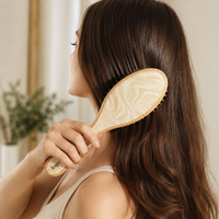 Nouvelle brosse à cheveux démêlante en bambou et acétate vintage avec logo personnalisé, picots en bois, massage du cuir chevelu, cadeau personnalisé - Vente en gros Newyeah