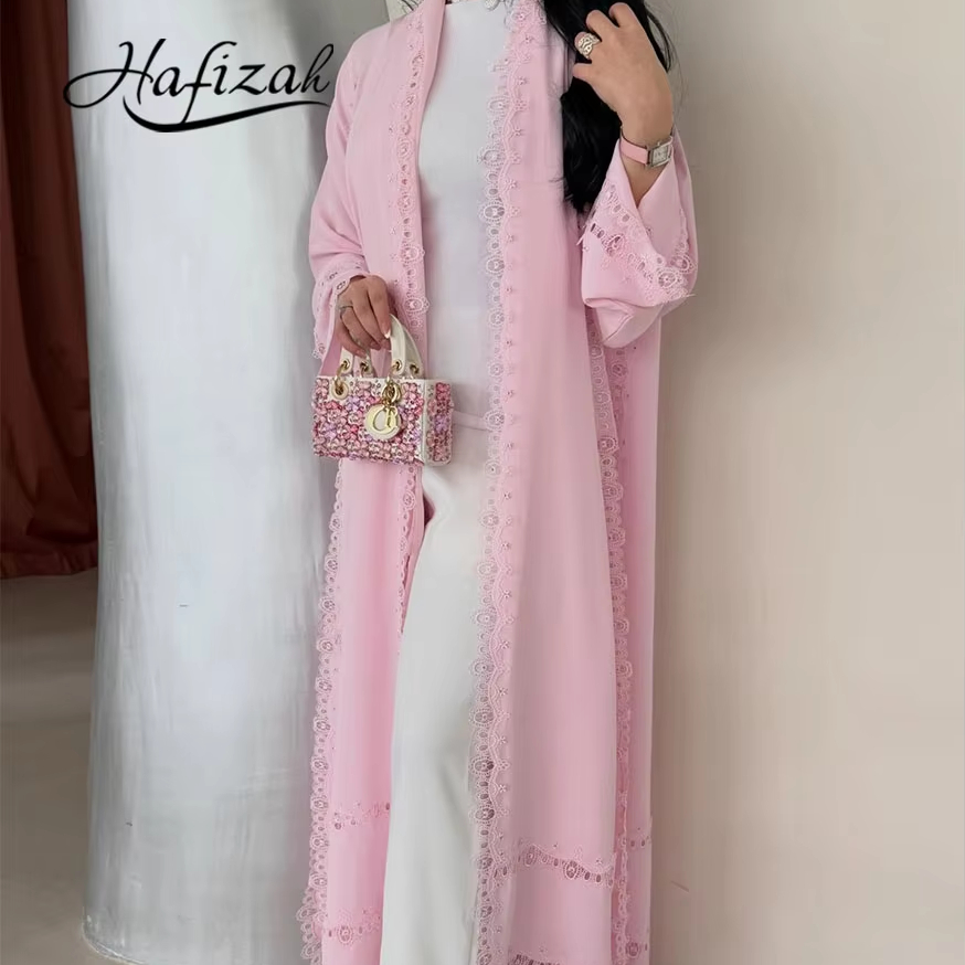 Verified Supplier Pink Lace Abaya Premium Linen & Satin | Alibaba.com