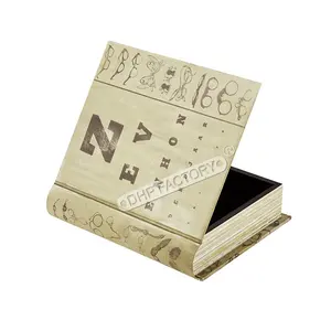 Caja de exhibición de gafas de joyería antigua Rectangular con Marco en forma de libro de madera clásica, producto en oferta, logotipo personalizado - Product Image 1