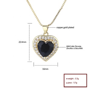 Link Chain Love Premium Beautiful <strong>Black</strong> <strong>Heart</strong> -Shaped Pendant Necklace Fine Fashion Jewelry Gifts for Women - Product Image 6