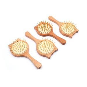 Wooden Hair Brush Baby Custom Logo Anti Static Natural Eco Kids Detangler Mini Size Wooden Hair Brush For Baby With Craft Box