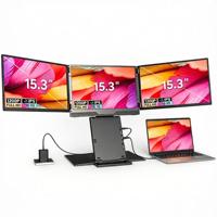 Moniteur portable quadruple 15,3 pouces FHD 1200P avec panneau IPS, extension triple écran, 1 câble Type-C pour 3 écrans d'ordinateur portable
