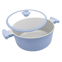 Marmite à soupe Sanlang Classic Purple, compatible induction, en aluminium moulé durable avec revêtement céramique antiadhésif, sans PFAS, passe au lave-vaisselle