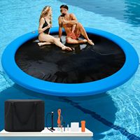 Hamac flottant portable en PVC avec filet, transat de piscine gonflable, anneau flottant rond de 8 à 12 pieds, radeau flottant