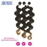 Lot de 3 extensions capillaires synthétiques ondulées et bouclées Julianna Wholesale en fibre haute température, tissage doux en vagues corporelles