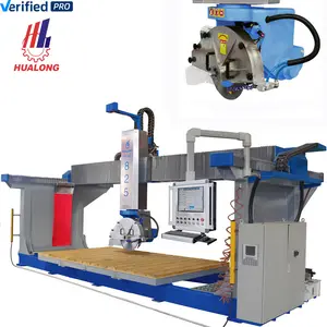 HUALONG 5 Axis CNC Stone Machinery Engraving Router Slab Drilling Cutting Machine Laser Tile Cutter for Countertop Sink Cutout