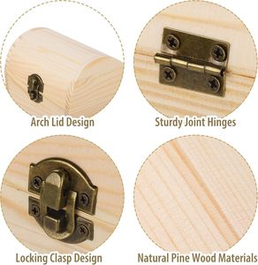 Hộp Gỗ Với Nắp Có Bản Lề Và Khóa Clasp Đồng Bằng Trang Trí Hộp Gỗ Cho Nghệ Thuật Sở Thích Tự Làm Đồ Trang Sức Quà Tặng Lưu Trữ - Product Image 5