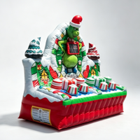 Jeu de tir gonflable Grinch de Noël avec capteur de lumière, cible de bonbons, jeu d'arcade d'intérieur pour les fêtes d'hiver, avec souffleur