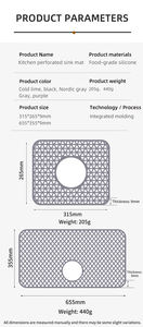 Tapis <span class=keywords><strong>de</strong></span> protection en silicone pour évier <span class=keywords><strong>de</strong></span> cuisine, grille antidérapante et résistante à la chaleur pour le <span class=keywords><strong>fond</strong></span> central <span class=keywords><strong>de</strong></span> l'évier, gris, pour style ferme - Product Image 2