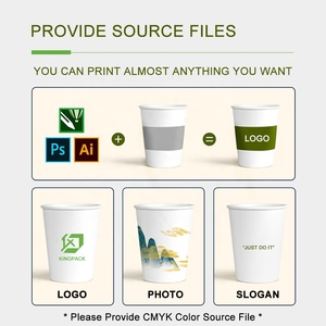 Single Wall Biodegradable Eco-Friendly Disposable Paper Coffee Cup PE/<b>PLA</b> Coating Leak Proof Lids Custom Logo for Hot/Cold - Product Image 3