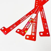 Pulsera de PVC Vinílica Desechable Personalizada de Fábrica con Código de Barras, Temática de Parque de Atracciones, Boleto de Admisión de Papel, Pulsera Impermeable en Forma de L