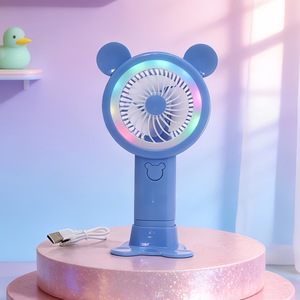 Heiß begehrter, farbenfroher Tischventilator mit Beleuchtung, Mini-Akku-Handventilator, tragbarer Mini-Ventilator mit Handyhalterung - Product Image 2