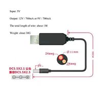 Kabel Penguat Daya USB DC 5V ke DC 5V 9V 12V Modul Step Up Konverter USB Kabel Adaptor Konektor Jantan 2.1x5.5mm