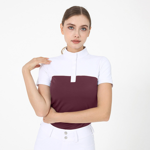 Op Maat Gemaakte Logo Paardrijden Shirts Nylon Stof Voor Wedstrijd Paardensport Kleding Kleur Blok Mode Paardrijden Baselayer - Product Image 3