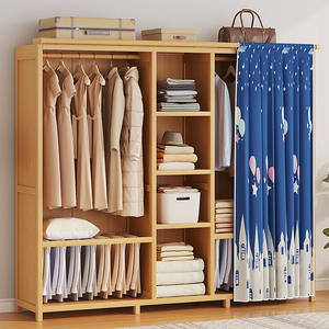 <span class=keywords><strong>Armoire</strong></span> Moderne Simple en Bambou pour Chambre à Coucher – Meuble Économique pour Logement Locatif, Rangement Durable et Anti-Poussière - Product Image 3