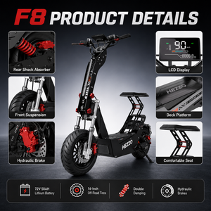 Scooter de Alto Rendimiento de 15000w con Doble Suspensión Todoterreno para Adultos, Alcance de 100 km, Neumáticos Gruesos de 16 Pulgadas, Potencia Extrema - Product Image 4