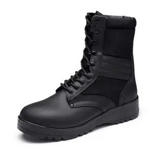 Combat Tactical Officer Training Black Split Leather 1618 Thickness Combat Boots