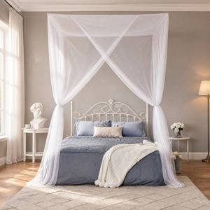 Moustiquaire de <span class=keywords><strong>lit</strong></span> rétractable en polyester à 2 supports, sans installation, pour chambre à coucher, vente en gros - Product Image 1