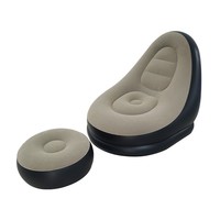 Canapé gonflable floqué BBL avec repose-pieds, canapé paresseux en PVC écologique, lit d'appoint gonflable pour salon, fauteuil inclinable multi-personnes, canapé gonflable