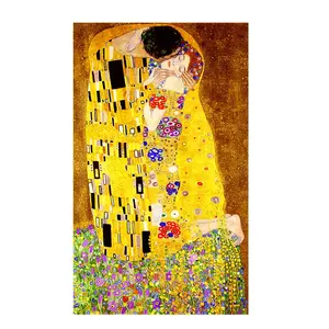 Seniman Klasik Gustav Klimt Kiss Lukisan Minyak Abstrak Di Atas Kanvas Cetak Poster Gambar Dinding Seni Modern untuk Ruang Tamu Cuadros