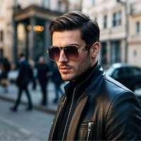 Nouvelles Lunettes de Soleil Rétro 2026 pour Hommes, Monture Imprimé Léopard, Verres Dégradés, Protection UV400
