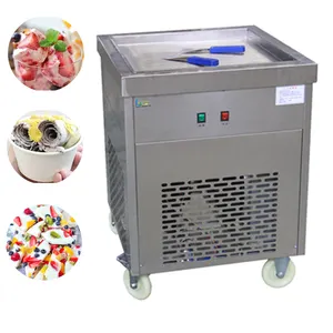 Thailand Rolled Fried Ice Cream Machine Single Pan Fry Ice Cream Making Commercial Use Square Ice Cream Making Machine