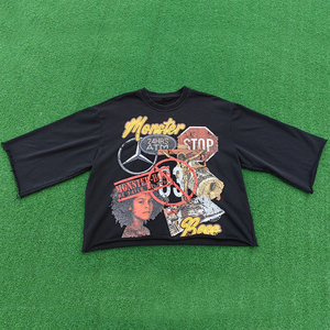 남성용 면 티셔츠 크롭 반팔 스트리트웨어 티 남여 공용 상의 빈티지 산성 세척 Y2K 의류 박시 핏 티셔츠 - Product Image 4