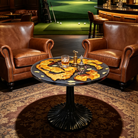 Table basse ronde en résine époxy faite à la main avec support en fer forgé, décoration artistique, table basse pour clubs, hôtels, salles de réunion