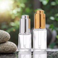 Fuyun Elegant Collection de bouteilles en verre pour les soins de la peau Serum Mascara 15ml/20ml/30ml/50ml Silver Gold Clear Glass Press Push Pump