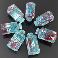 Bleu Rose Potion Bouteille Résine Mode Coloré Polyèdre RPG Dice Cadeau Avec Feuille
